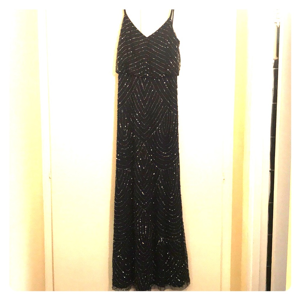 Adrianna Papell Art deco blouson beaded gown
